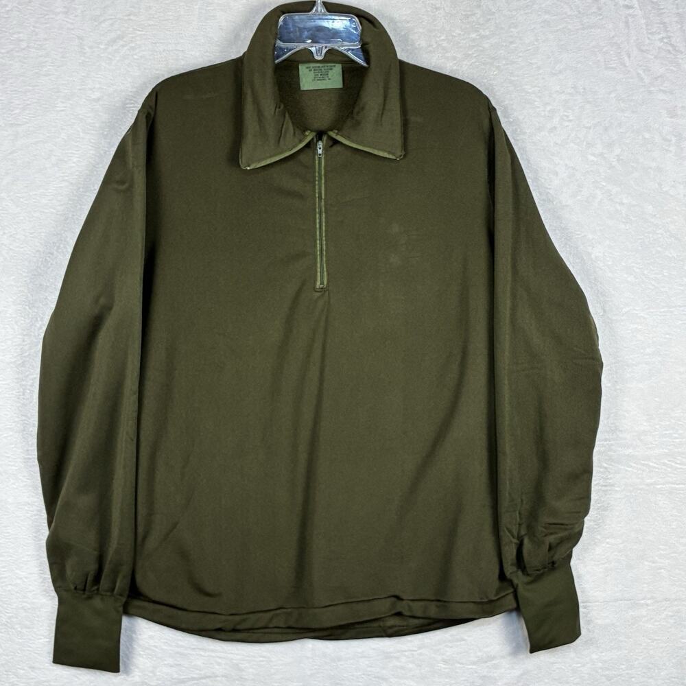 VTG USGI 1/4 Zip Fleece Sleep Shirt Men M Green Heat Retentive Army Military USA